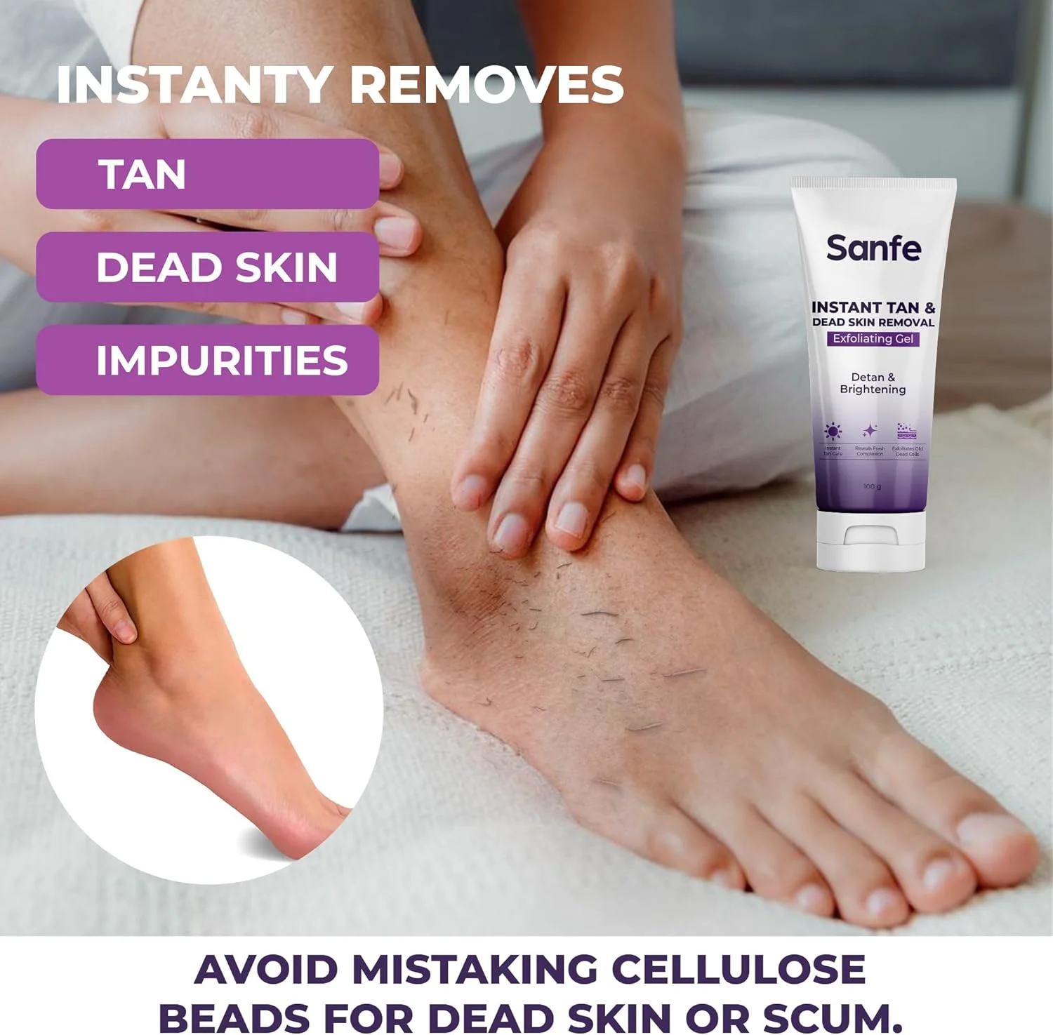 ژل لایه بردار و از بین برنده پوست مرده سانفه | از بین برنده آفتاب سوختگی | لایه برداری AHA در چند دقیقه | پوست صاف و روشن | 100 گرم