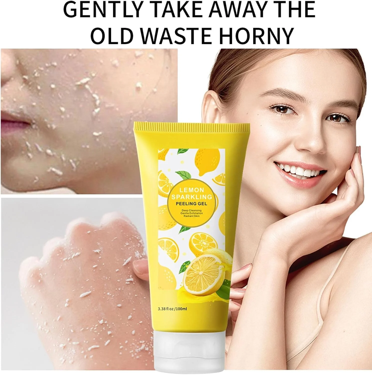 ژل لایه بردار درخشان کننده لیمو، اسکراب لایه بردار صورت با عصاره لیمو، لایه برداری عمیق، مرطوب کننده پوست، تحریک کم برای انواع پوست، شستشوی طراوت بخش صورت