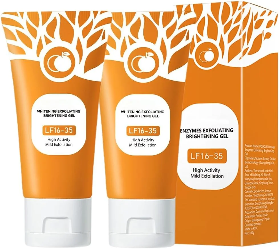 ژل لایه بردار پرتقال طبیعی Ayvroup بسته 2 عددی، ژل لایه بردار صورت، پاک کننده عمیق، ژل پاک کننده صورت پرتقالی، ژل روشن کننده لایه بردار، مناسب برای اکثر انواع پوست