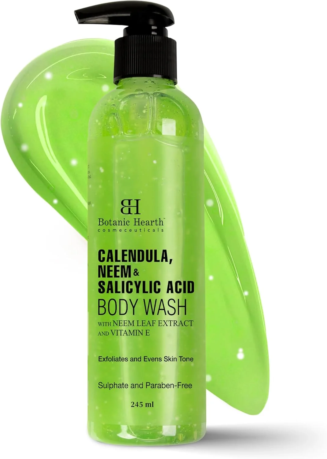 شوینده بدن کالاندولا، چریش و سالیسیلیک اسید بوتانیک هارت | جلوگیری از آکنه و آکنه پشت، از بین برنده پوست مرده، ژل دوش لایه بردار بدن برای زنان و مردان | بدون سولفات و پارابن | 245 میلی لیتر