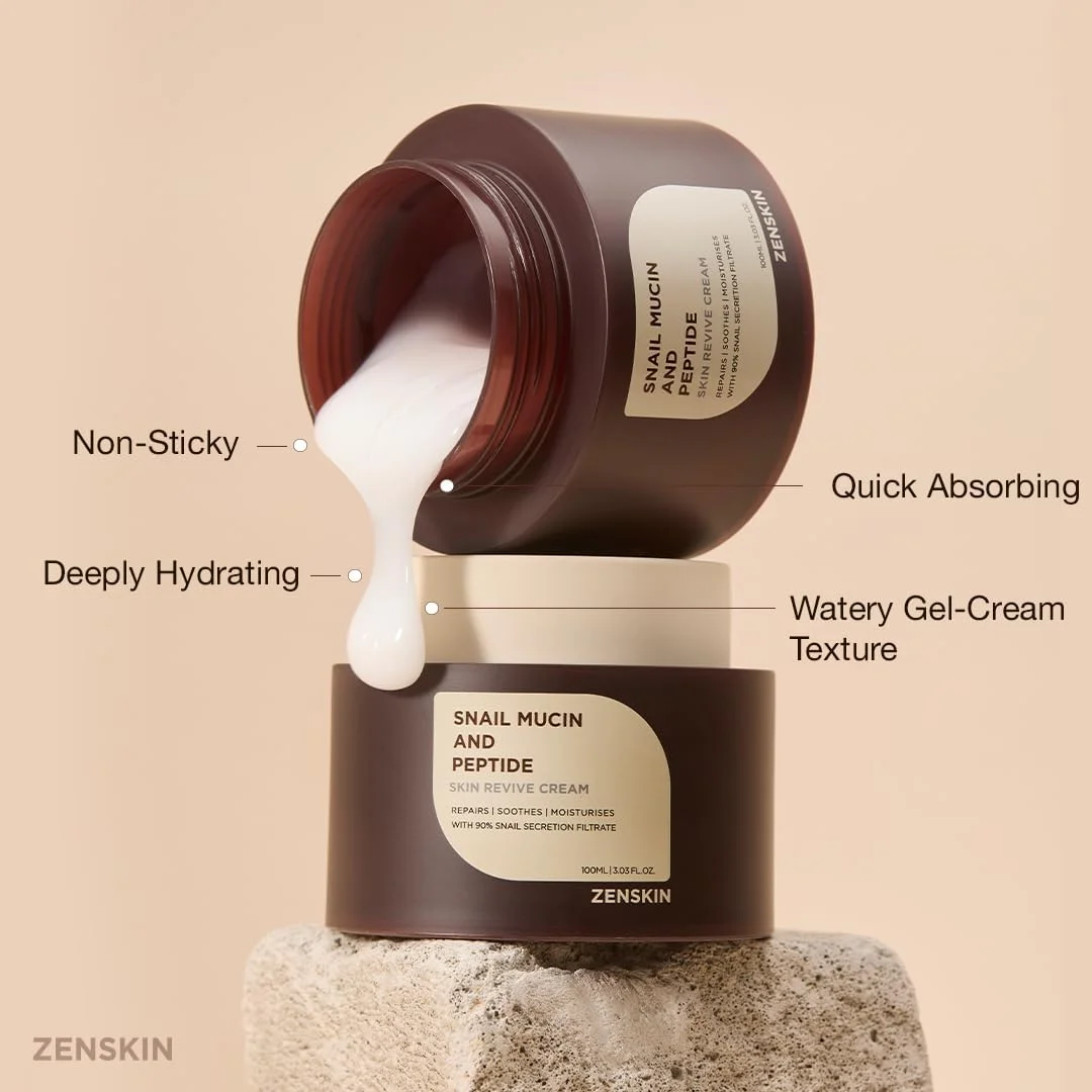 کرم احیا کننده پوست حلزون و پپتید | آبرسانی عمیق، مرطوب کننده سفت کننده ضد پیری با 90% موسین حلزون و 5 پپتید برای پوستی صاف، جوان و درخشان، 100 میلی لیتر کرم احیا کننده پوست حلزون و پپتید | آبرسانی عمیق، مرطوب کننده سفت کننده ضد پیری با 90% موسین حلزون و 5 پپتید برای پوستی صاف، جوان و درخشان، 100 میلی لیتر