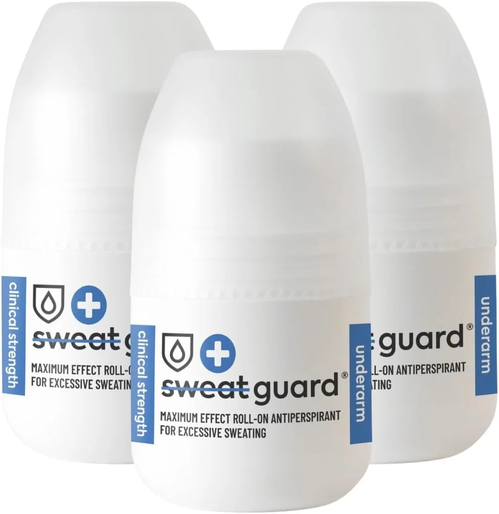 ضد تعریق زیر بغل SWEAT GUARD® - 3 عدد رول 50 میلی لیتری. بدون عطر، ضد تعریق برای زیر بغل - کنترل تعریق و بوی نامطبوع بیش از حد. درمان هایپرهیدروزیس با حداکثر اثر برای زیر بغل