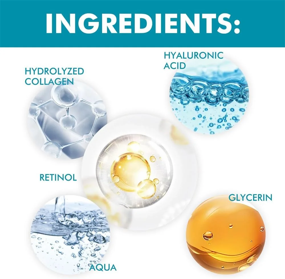 کرم مرطوب کننده صورت رتینول، کرم سفت کننده گردن ضد پیری، کرم صورت کلاژن روز و شب با اسید هیالورونیک برای زنان و مردان، مراقبت روزانه آبرسانی پوست، ایمن برای پوست حساس