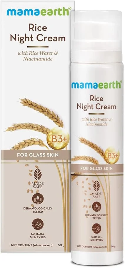 کرم شب برنج Mamaearth برای پوست شفاف و شیشه ای حاوی آب برنج و نیاسینامید | کرم شب آبرسان و روشن کننده | برای لکه های تیره، رنگ ناهموار پوست و درخشندگی | برای زنان و مردان، 50 گرم کرم شب برنج Mamaearth برای پوست شفاف و شیشه ای حاوی آب برنج و نیاسینامید | کرم شب آبرسان و روشن کننده | برای لکه های تیره، رنگ ناهموار پوست و درخشندگی | برای زنان و مردان، 50 گرم