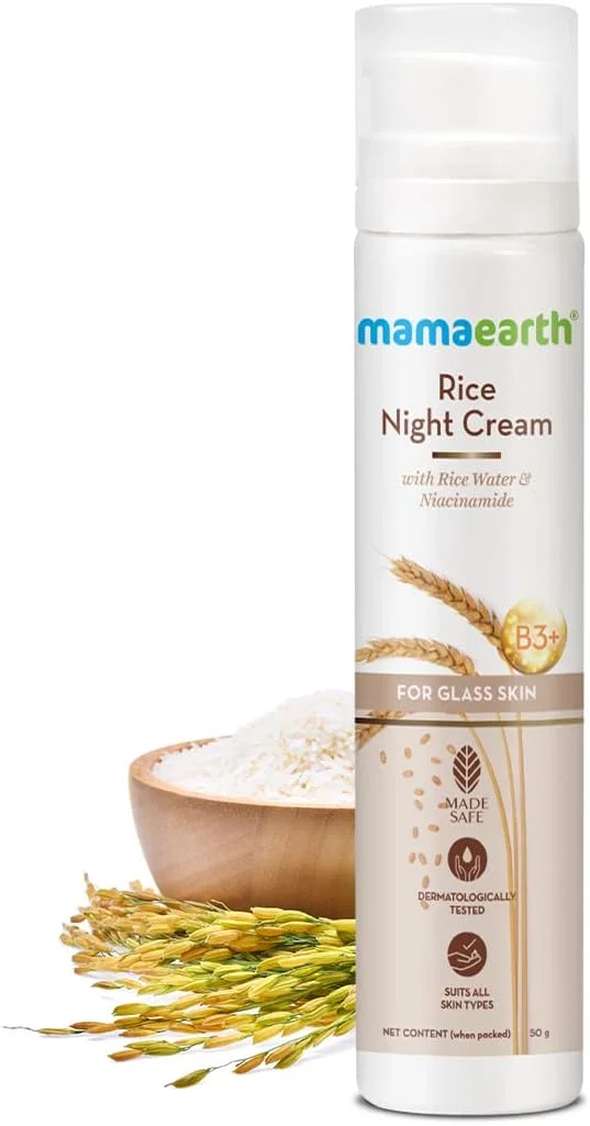 کرم شب برنج Mamaearth برای پوست شفاف و شیشه ای حاوی آب برنج و نیاسینامید | کرم شب آبرسان و روشن کننده | برای لکه های تیره، رنگ ناهموار پوست و درخشندگی | برای زنان و مردان، 50 گرم کرم شب برنج Mamaearth برای پوست شفاف و شیشه ای حاوی آب برنج و نیاسینامید | کرم شب آبرسان و روشن کننده | برای لکه های تیره، رنگ ناهموار پوست و درخشندگی | برای زنان و مردان، 50 گرم