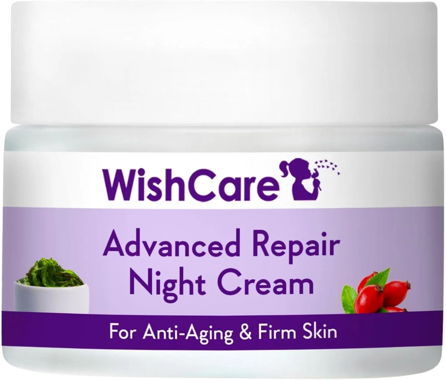 کرم شب ترمیم کننده پیشرفته تقویت کننده کلاژن WishCare - حاوی رتینول، نیاسینامید، دانه انگور، جلبک دریایی، جوجوبا و گل رز - برای ضد پیری، سفت کردن پوست و حجیم کردن پوست - 50 گرم (WARNC50)