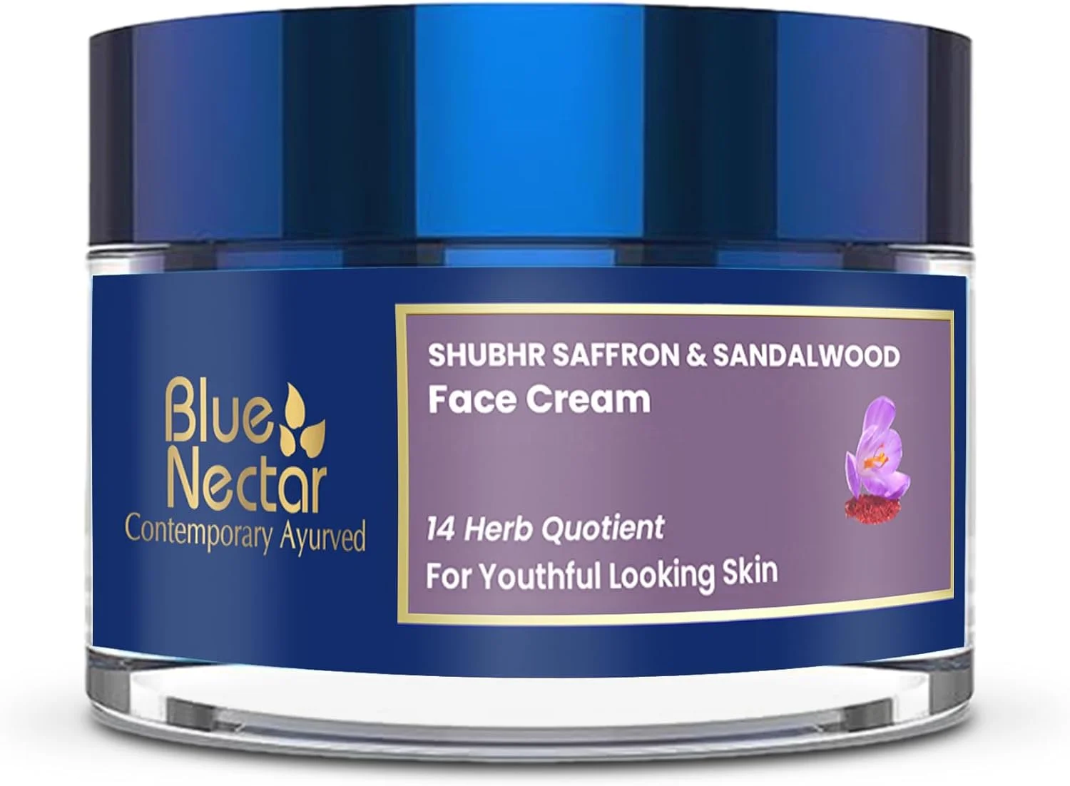 کرم صورت بلونِکتار برای پوست‌های در حال پیر شدن | مرطوب کننده روزانه صورت آیورودا با روغن زعفران کومکومادی | کرم آبرسان روز و شب (14 گیاه، 50 گرم)