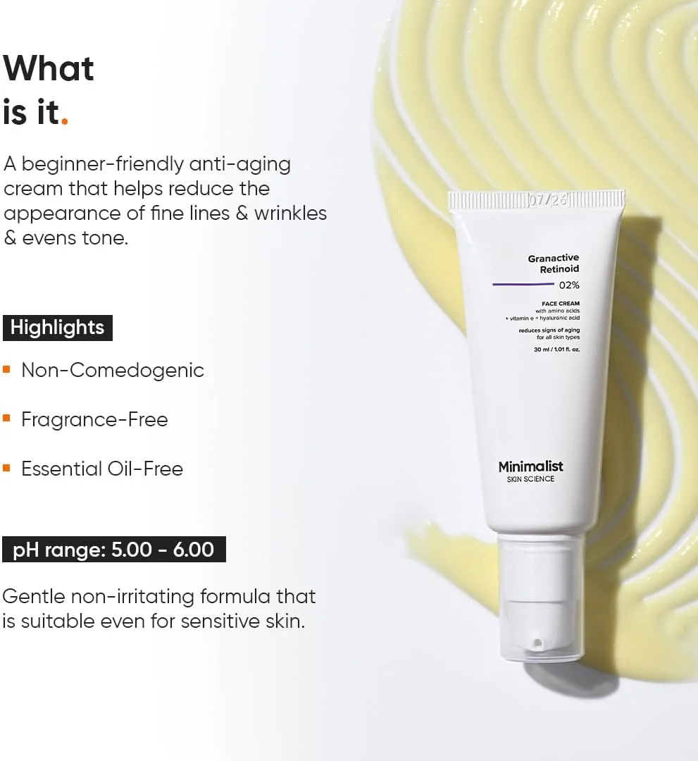 کرم ضد پیری حاوی رتینوئید 2% مینیمالیست برای چروک و خطوط ریز، 30 میلی لیتر | کرم صورت شبانه فوق سبک (امولسیون) برای خانم ها و آقایان کرم ضد پیری حاوی رتینوئید 2% مینیمالیست برای چروک و خطوط ریز، 30 میلی لیتر | کرم صورت شبانه فوق سبک (امولسیون) برای خانم ها و آقایان