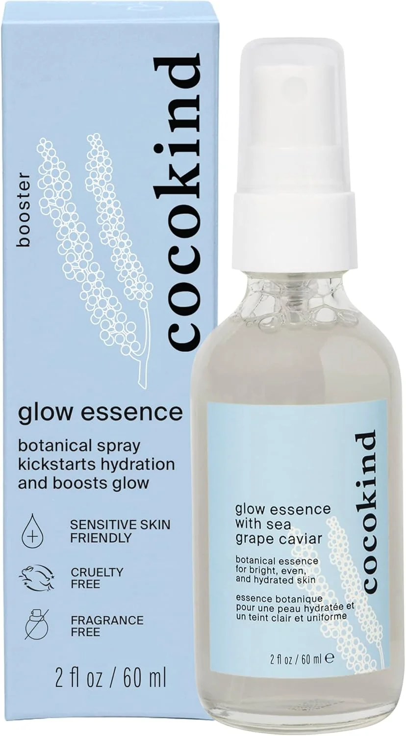 اسانس درخشان کننده Cocokind با خاویار انگور دریایی، پرایمر آبرسان و اسپری صورت، مرطوب کننده صورت با سنجد دریایی، لینولئیک اسید و ویتامین E