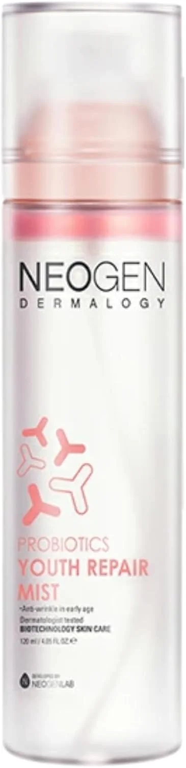 اسپری ترمیم کننده جوانی پروبیوتیک DERMALOGY by NEOGENLAB، ۱۲۰ میلی لیتر - اسپری صورت آبرسان، طراوت بخش و متعادل کننده حاوی لاکتوباسیلوس، بیفیدا و کلاژن - مراقبت از پوست کره ای
