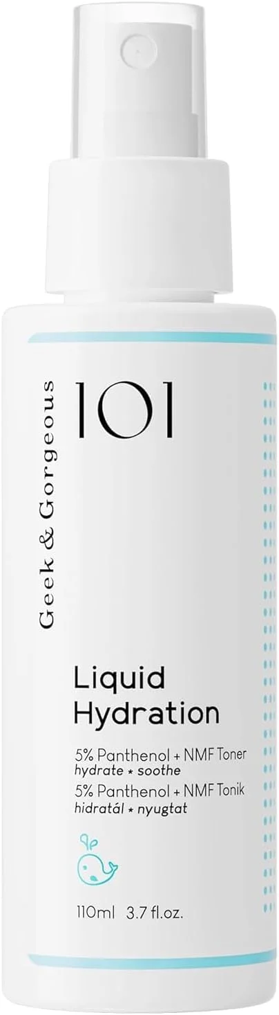 اسپری تونر آبرسان صورت Geek & Gorgeous Liquid Hydration با 5% پانتنول + عوامل مرطوب کننده طبیعی، آبرسان و تسکین دهنده - مناسب برای انواع پوست، 110 میلی لیتر