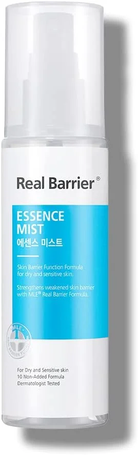اسپری صورت Real Barrier Essence Mist، اسپری مرطوب کننده صورت برای پوست حساس حاوی پانتنول و مادکاسوسید، آبرسان، آرام بخش، تقویت کننده سد دفاعی پوست، 100 میلی لیتر