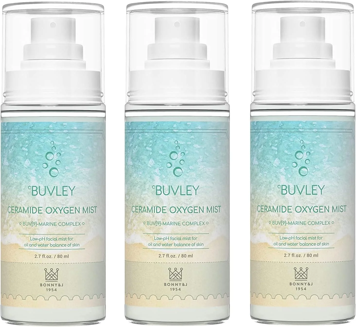 اسپری صورت سرامید اکسیژن | pH پایین، وگان، بدون تست حیوانی | اسپری صورت آبرسان، طراوت بخش و تسکین دهنده با آنتی اکسیدان 80 میلی لیتر (3 عدد)