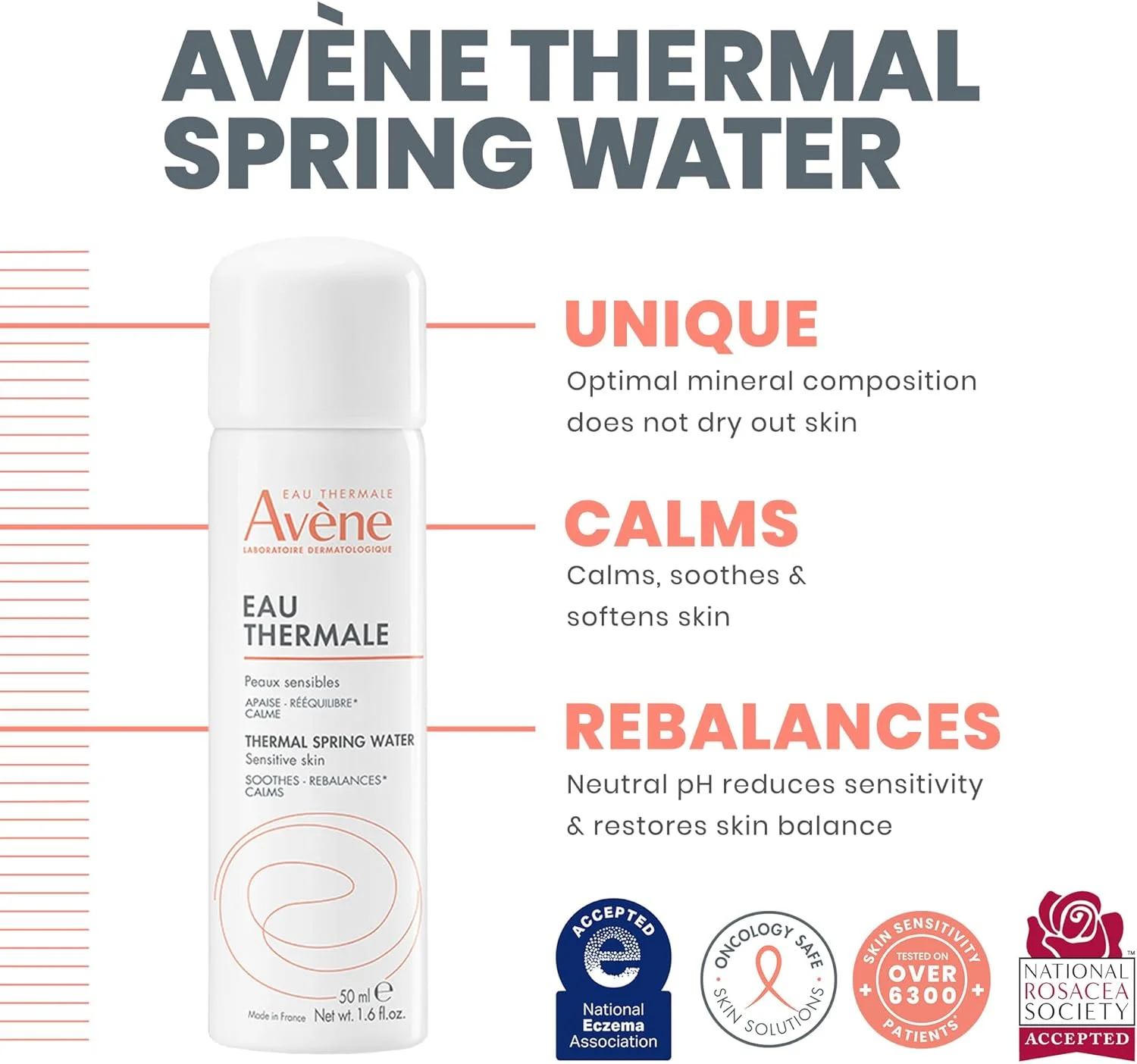 اسپری آب چشمه حرارتی Avene، مه پاش صورت تسکین دهنده و آرامش بخش برای پوست حساس، 47 میلی لیتر