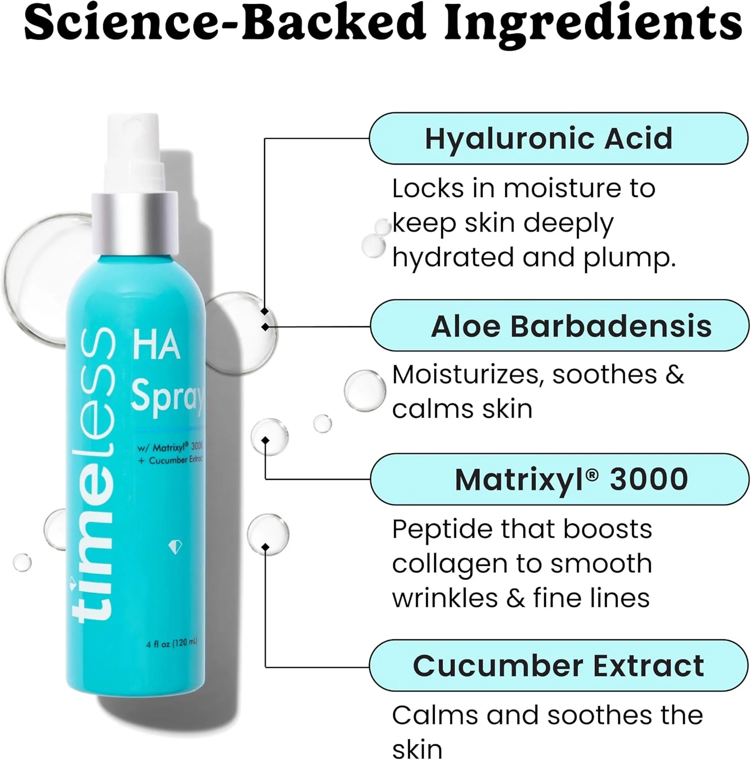 اسپری آبرسان پوست خیار و ماتریکسیل 3000 تایم‌لس اسکین کر - اسپری صورت آبرسان حاوی هیالورونیک اسید - اسپری آبرسان بدون عطر - اسپری تسکین دهنده پوست ماتریکسیل - 120 میل