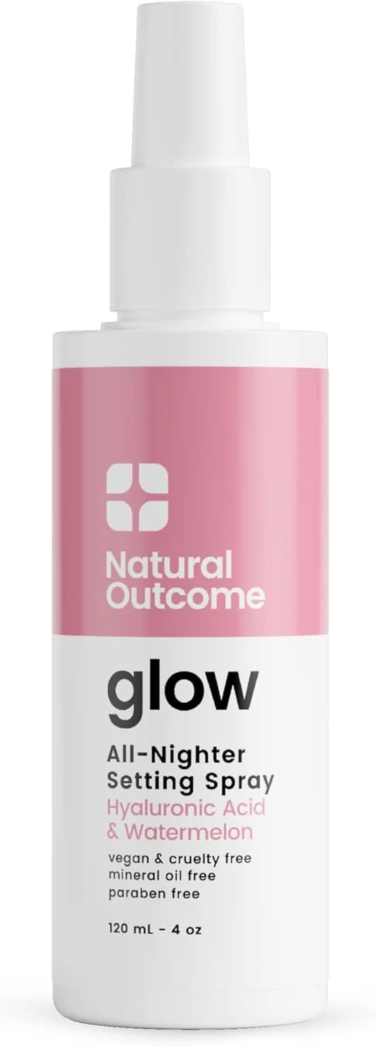 اسپری تثبیت کننده آرایش درخشان نچرال اوت‌کام، مات کننده، میست صورت ماندگار با اسید هیالورونیک و هندوانه | فرمول وگان بدون روغن برای انواع پوست ۱۲۰ میل