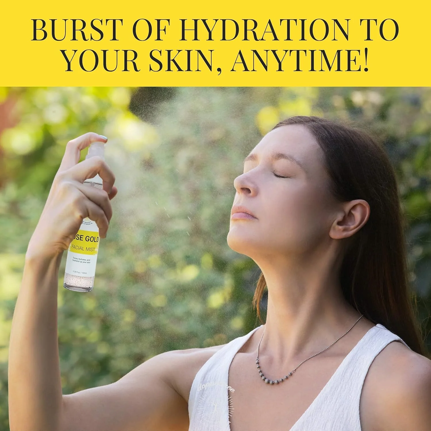 اسپری آبرسان صورت Doppeltree با طلای 24 عیار، آلوئه، گیاهان و گلاب - تونر بدون الکل برای صورت - فرموله شده در سان فرانسیسکو