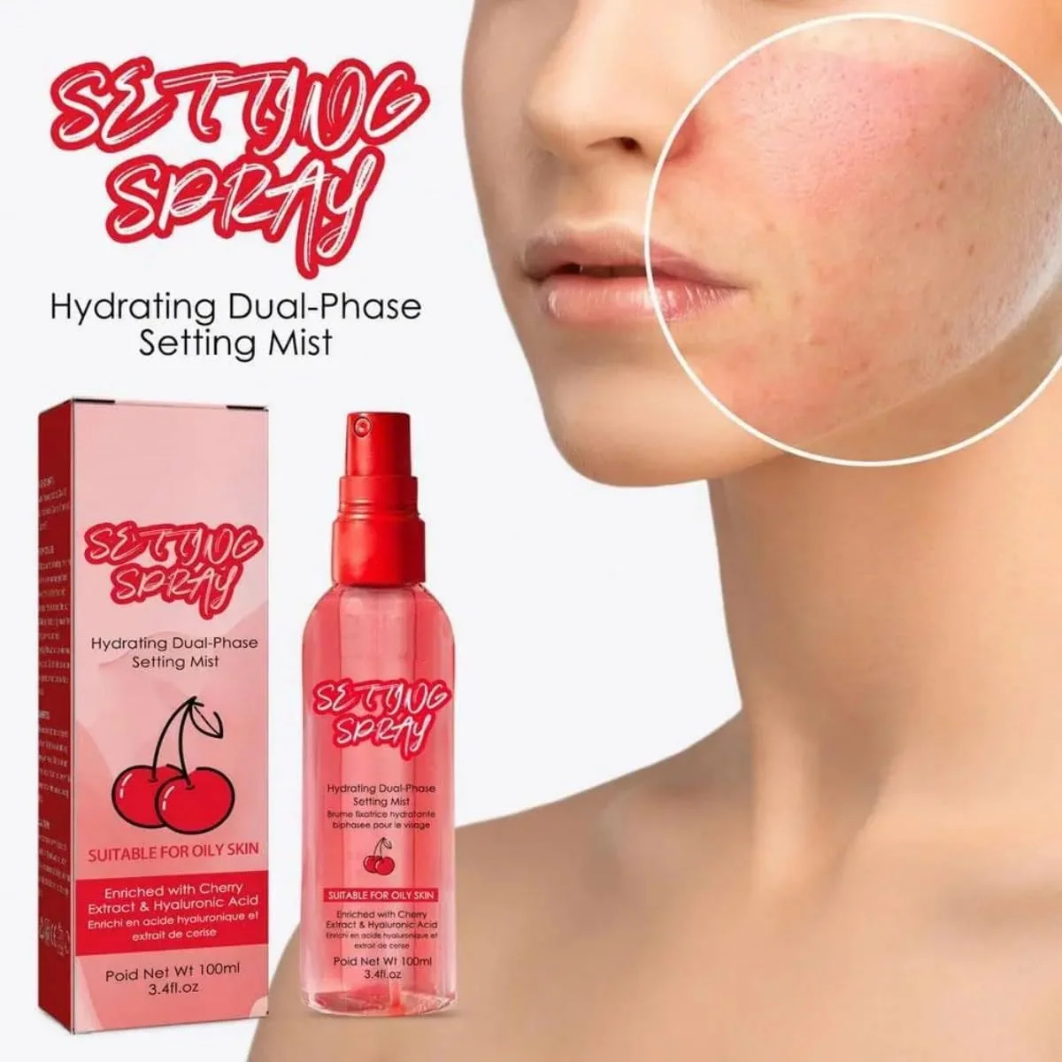 اسپری تثبیت کننده آرایش صورت 100 میلی لیتر، اسپری آبرسان و مات کننده با ماندگاری طولانی برای آرایش بانوان