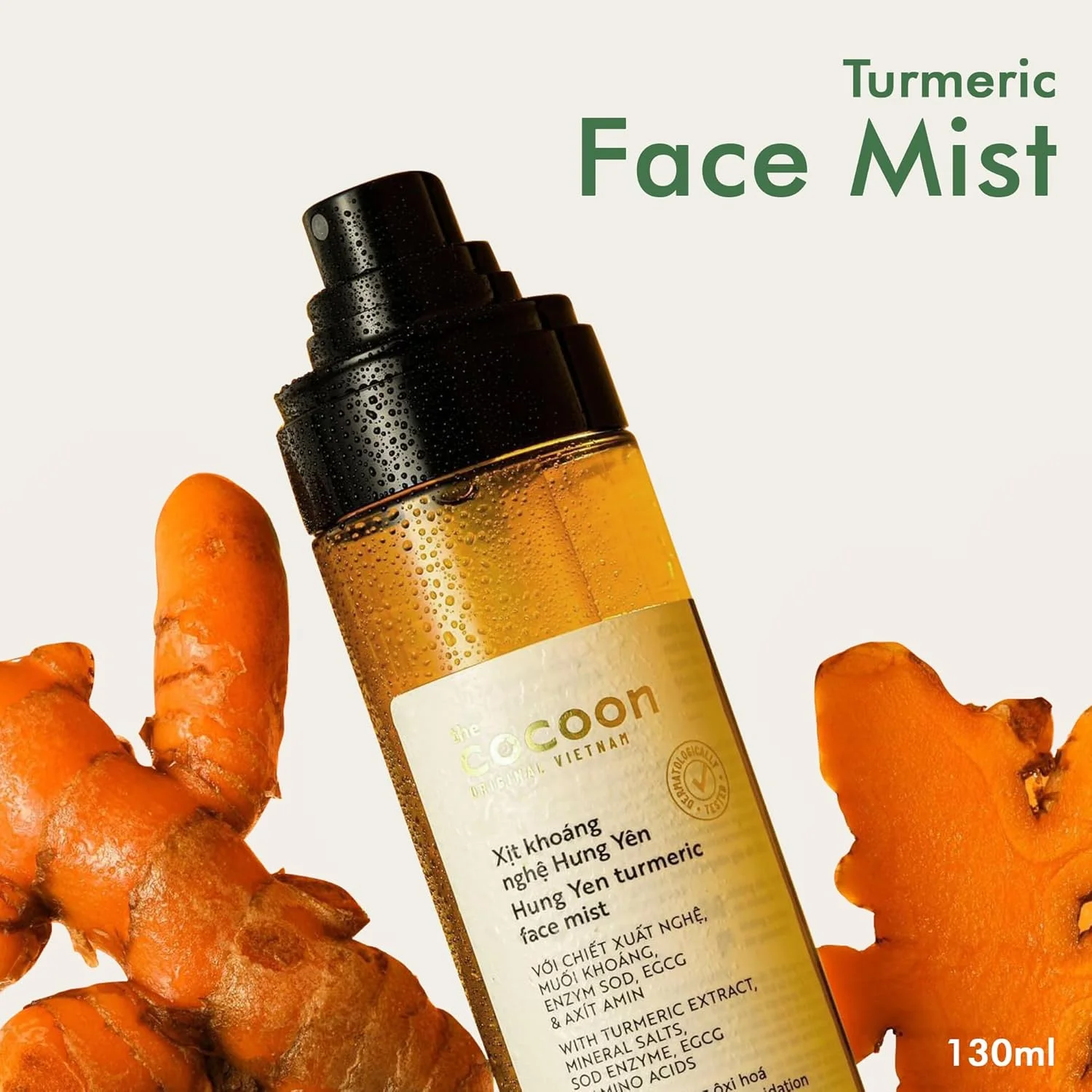 اسپری صورت حاوی زردچوبه ویتنامی کوکون اورجینال ۱۳۰ میلی لیتر | آبرسان و روشن کننده پوست | ضد جوش و تسکین دهنده | اسپری صورت برای پوست های چرب، خشک و حساس