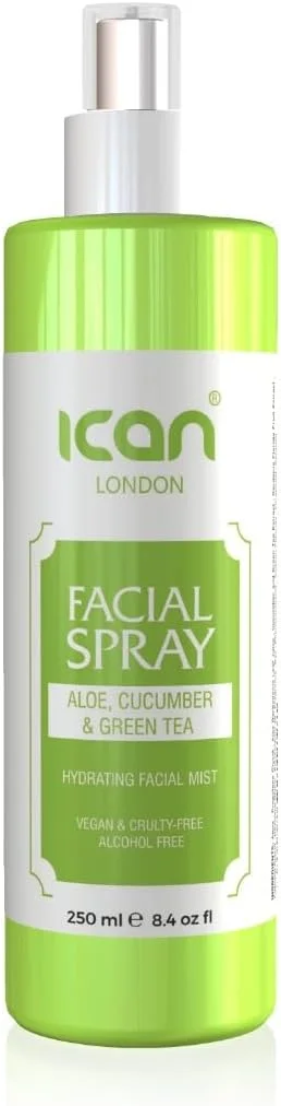 اسپری آبرسان صورت آلوئه، خیار و چای سبز آیکان لندن 250 میلی لیتر