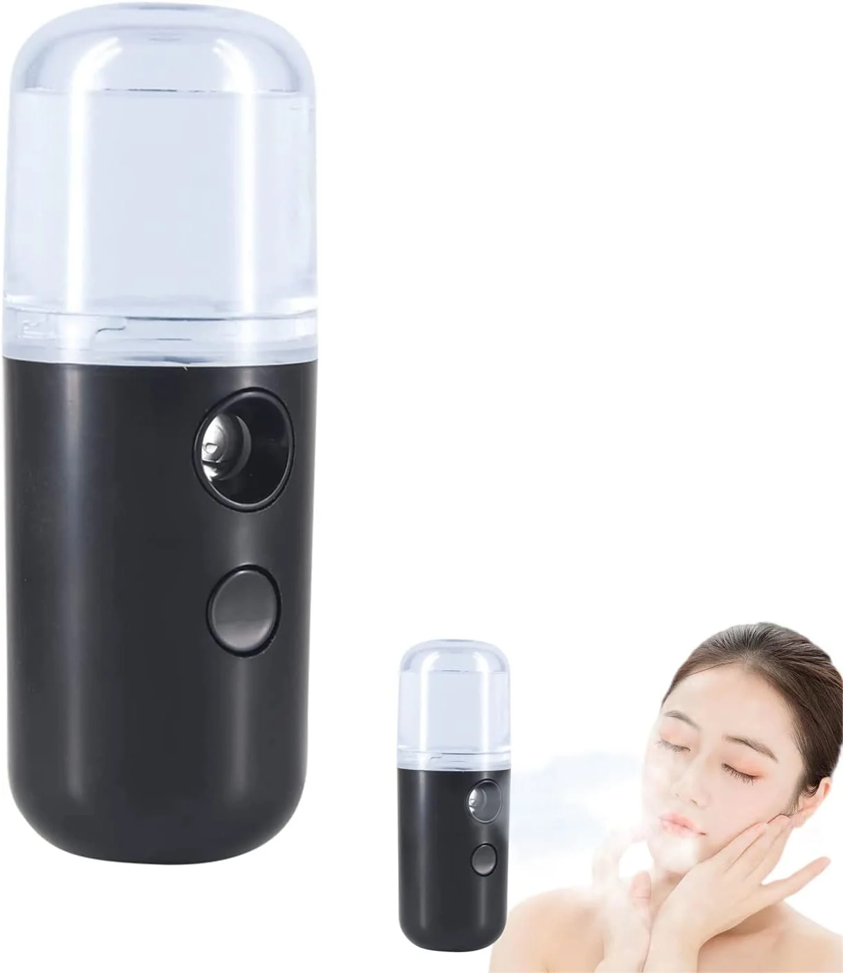 دستگاه نانو میست سایوسی، مرطوب کننده نانو صورت، مینی نانو میستر قابل حمل، اسپری آبرسان دستی برای مراقبت از پوست و آرایش مژه، 30 میلی لیتر، مخزن آب شفاف مشکی