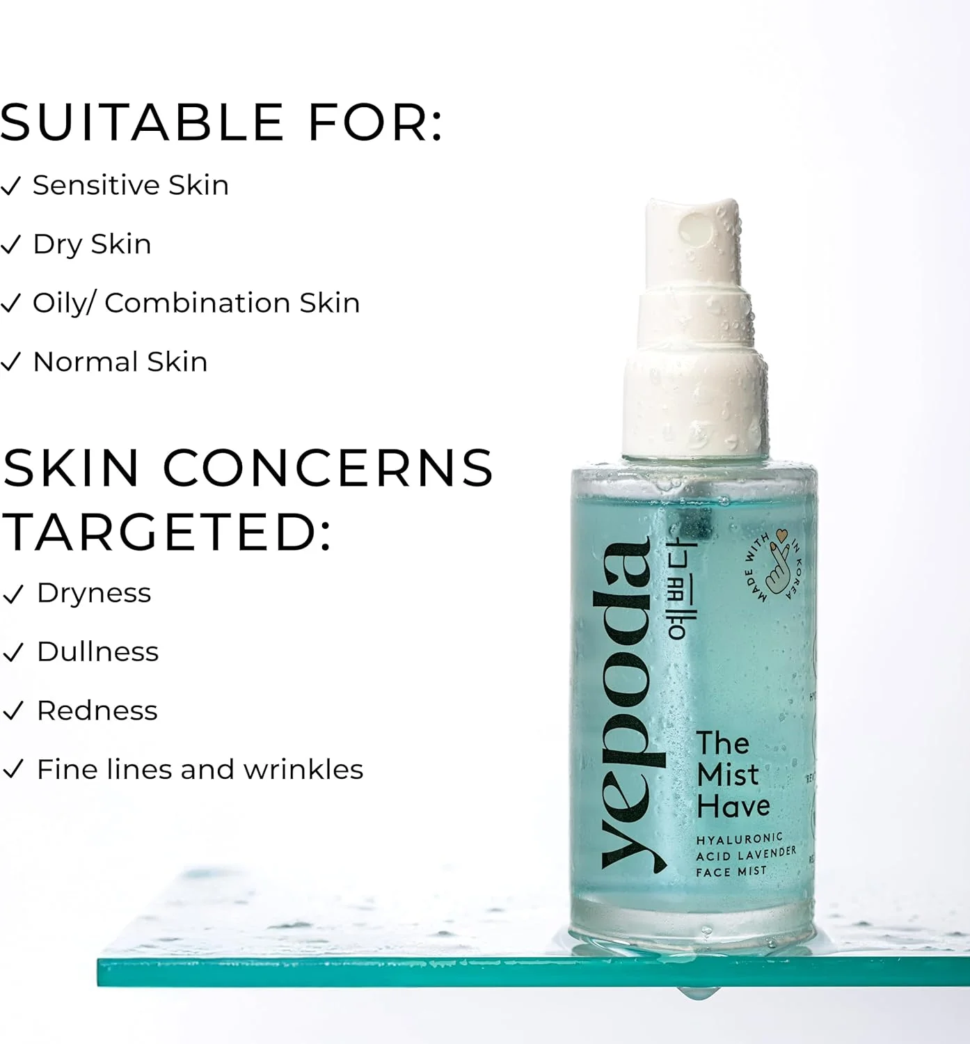 اسپری آبرسان صورت Yepoda The Mist Have، آبرسانی عمیق و احیا کننده پوست، تونر گیاهی کره ای برای انواع پوست، 50 میلی لیتر