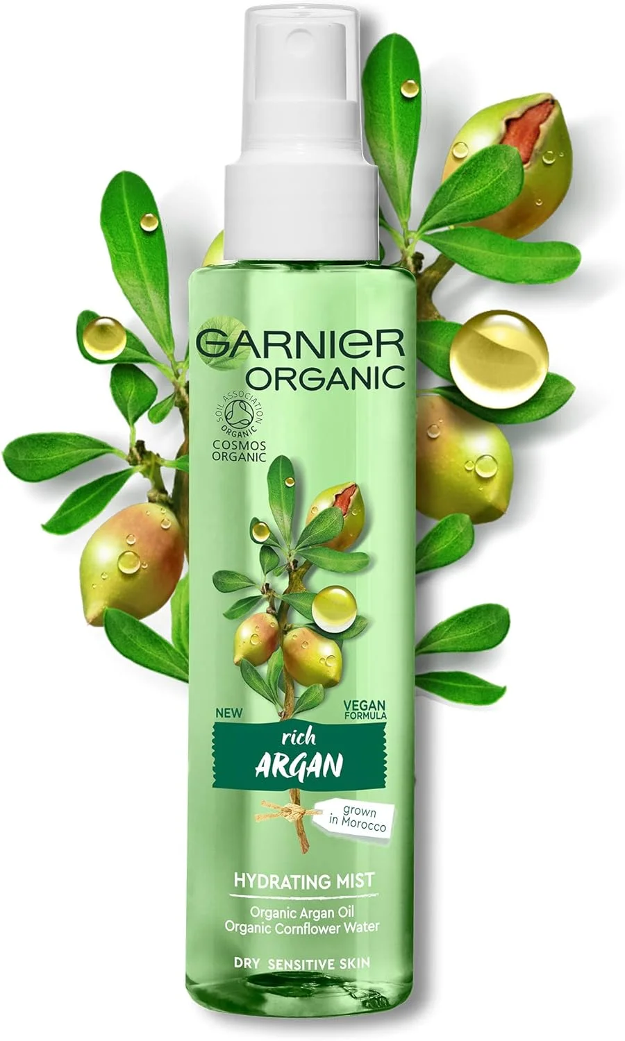 اسپری آبرسان صورت حاوی روغن آرگان گارنیه مناسب پوست خشک و حساس، اسپری آبرسان و طراوت بخش صورت 150 میلی لیتر