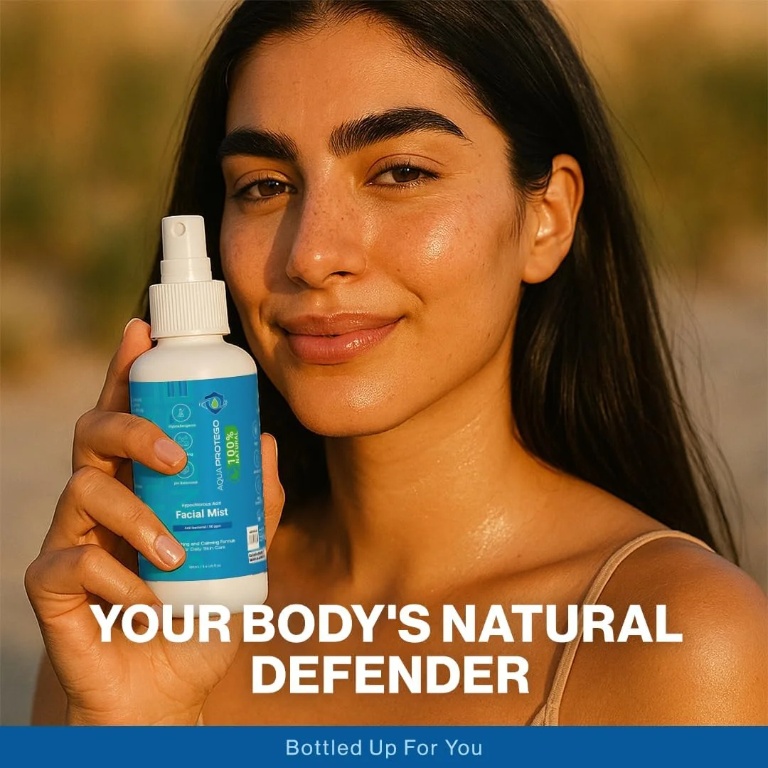 اسپری مه صورت هیپوکلروس اسید – اسپری آبرسان صورت HOCl | تونر همه کاره، تسکین دهنده و طراوت بخش صورت – بدون الکل و متعادل با pH، ایمن برای انواع پوست (100 میلی لیتر)