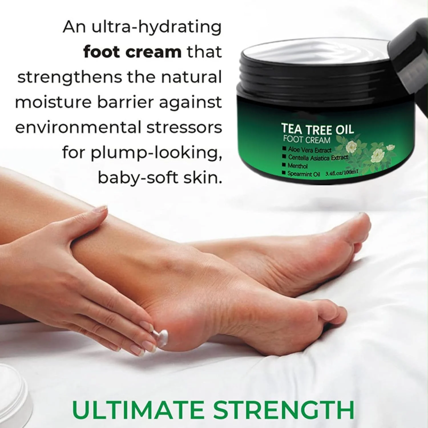 کرم پا حاوی روغن درخت چای برای پاشنه های ترک خورده و پینه بسته، کرم مرطوب کننده پا و دست برای پوست های سخت، درمان ترمیم کننده و نرم کننده عمیق برای پاها، ایده آل برای مراقبت روزانه از پا