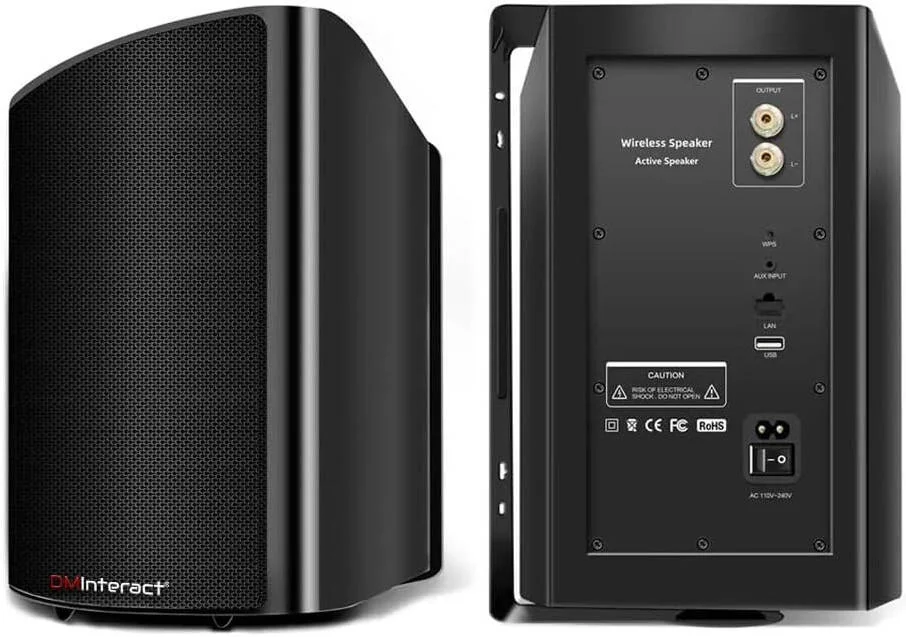 DMInteract CS5، مانیتورهای استودیویی، بلندگوها، 100 وات، چند اتاقه بی سیم، Wi-Fi، بلوتوث، Hi-Fi، کابینت 90 درجه، چرخش آزاد، نصب روی دیوار، کنترل برنامه - جفت، مشکی | DM-CS5