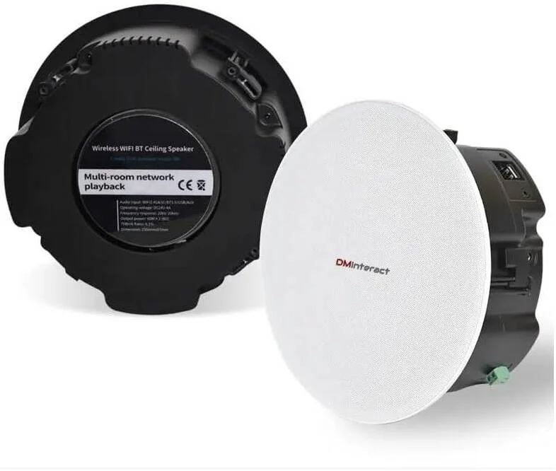 DMInteract DM-CS2، مانیتورهای استودیویی، 6.5 اینچ، 60 وات، بی سیم، چند اتاقه، Wi-Fi، بلوتوث، بلندگوی سقفی اکتیو، کنترل برنامه - جفت، سفید | DM-CS2