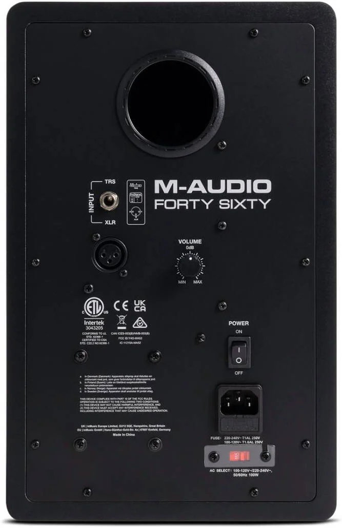 مانیتور استودیویی M-Audio Forty Sixty، اکتیو دو-آمپلی‌فایر 100 واتی، ووفر 6.5 اینچی، توییتر 1 اینچی، بلوتوث 5.3 و DSP، پاسخ فرکانسی 39 هرتز - 22 کیلوهرتز، 113dB SPL، مشکی | Forty Sixty