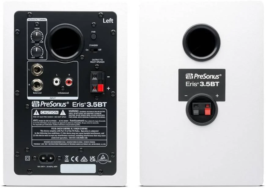 مانیتورهای استودیویی PreSonus Eris 3.5BT نسل دوم، تیوتر گنبدی ابریشمی 1 اینچی با جرم فوق العاده کم، کامپوزیت الیاف شیشه بافته شده 3.5 اینچی، بلوتوث 5.0، استریو 1/8 اینچ، TRS بالانس 1/4 اینچ، RCA غیر بالانس، سفید | 2777500134