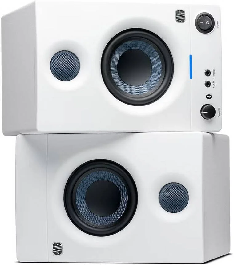 مانیتورهای استودیویی PreSonus Eris 3.5BT نسل دوم، تیوتر گنبدی ابریشمی 1 اینچی با جرم فوق العاده کم، کامپوزیت الیاف شیشه بافته شده 3.5 اینچی، بلوتوث 5.0، استریو 1/8 اینچ، TRS بالانس 1/4 اینچ، RCA غیر بالانس، سفید | 2777500134