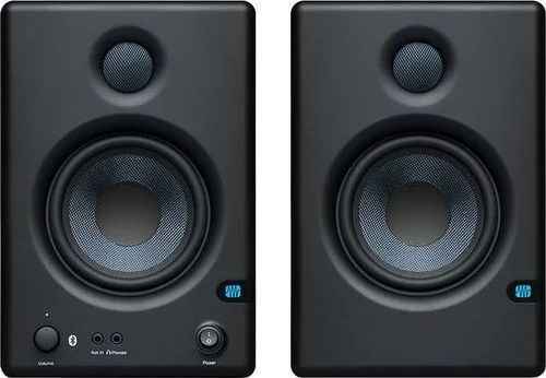 مانیتورهای مرجع رسانه ای بلوتوث دار اکتیو PreSonus ERIS BT 4.5، ووفر کامپوزیت بافته 4.5 اینچی، تیوتر گنبدی ابریشمی 1 اینچی، آمپلی فایر کلاس A/B، ورودی های 1/4 اینچی TRS و RCA، جفت - مشکی | E4.5 BT