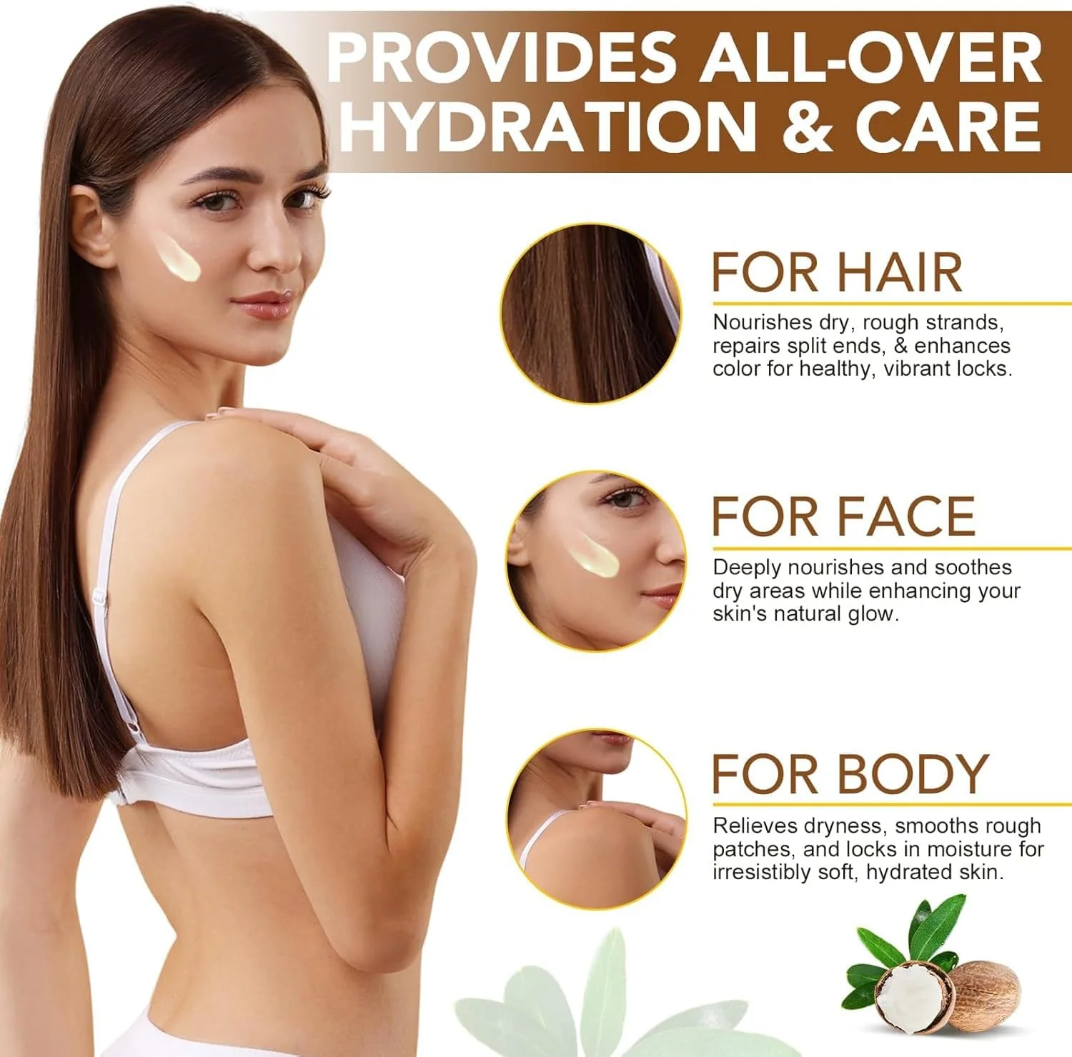 کره سفت کننده پوست نارگیل، کرم بدن کلاژن، لوسیون مرطوب کننده برای علائم کشش، روغن سفت کننده برای سلولیت، مرطوب کننده نارگیل مراقبت طبیعی پوست