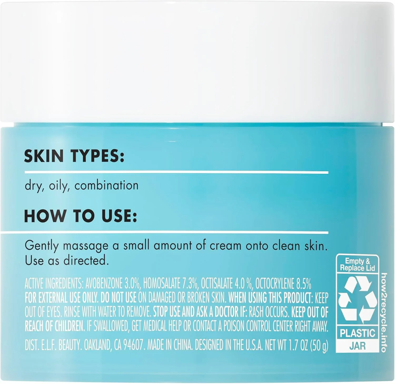 کرم صورت آبرسان قوی e.l.f. SKIN Holy Hydration! - طیف گسترده SPF 30، مرطوب کننده و نرم کننده پوست، جذب سریع و فوق العاده آبرسان، 50 گرم