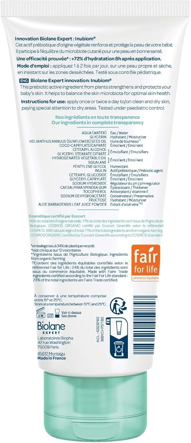کرم مرطوب کننده ارگانیک Biolane Hydratante برای پوست کودک | ۷۵ میلی لیتر | مغذی صورت و بدن | با رایحه ای ملایم و لطیف کرم مرطوب کننده ارگانیک Biolane Hydratante برای پوست کودک | ۷۵ میلی لیتر | مغذی صورت و بدن | با رایحه ای ملایم و لطیف