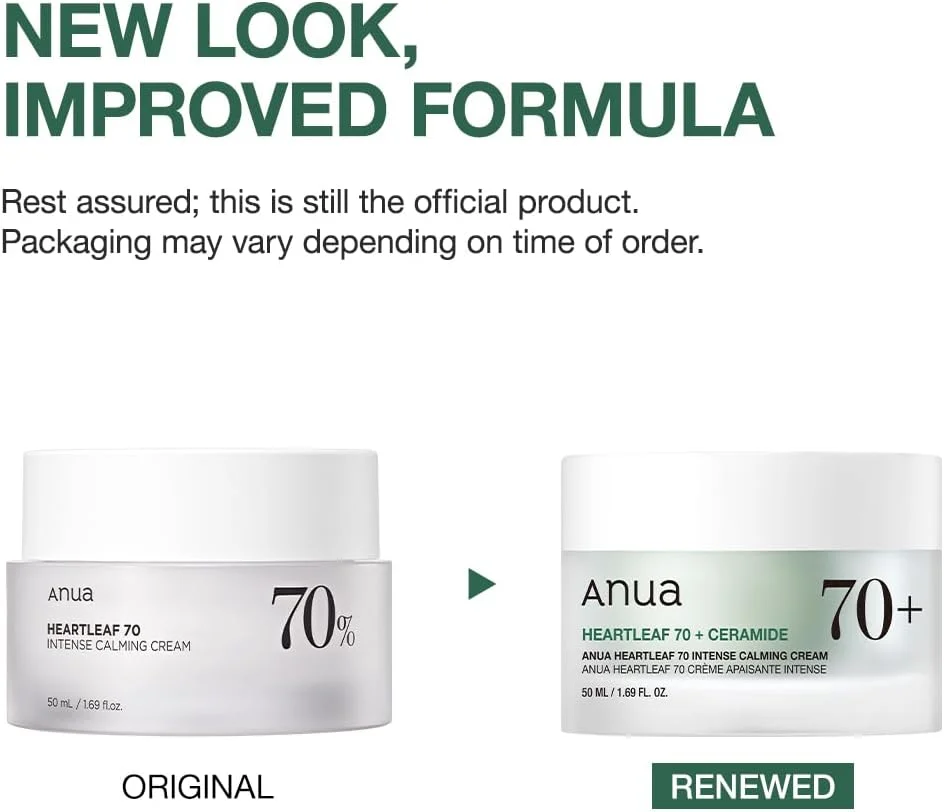 کرم تسکین دهنده قوی ANUA Heartleaf 70 حاوی سرامید، پانتنول و عصاره Heartleaf، مراقبت از پوست کره ای - (50 میلی لیتر)