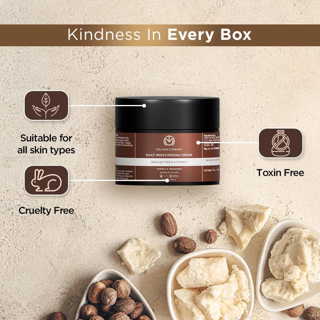 کرم مرطوب کننده روزانه آقایان حاوی شی باتر و ویتامین ای برای رطوبت رسانی و آبرسانی | مناسب انواع پوست | 50 گرم کرم مرطوب کننده روزانه آقایان حاوی شی باتر و ویتامین ای برای رطوبت رسانی و آبرسانی | مناسب انواع پوست | 50 گرم