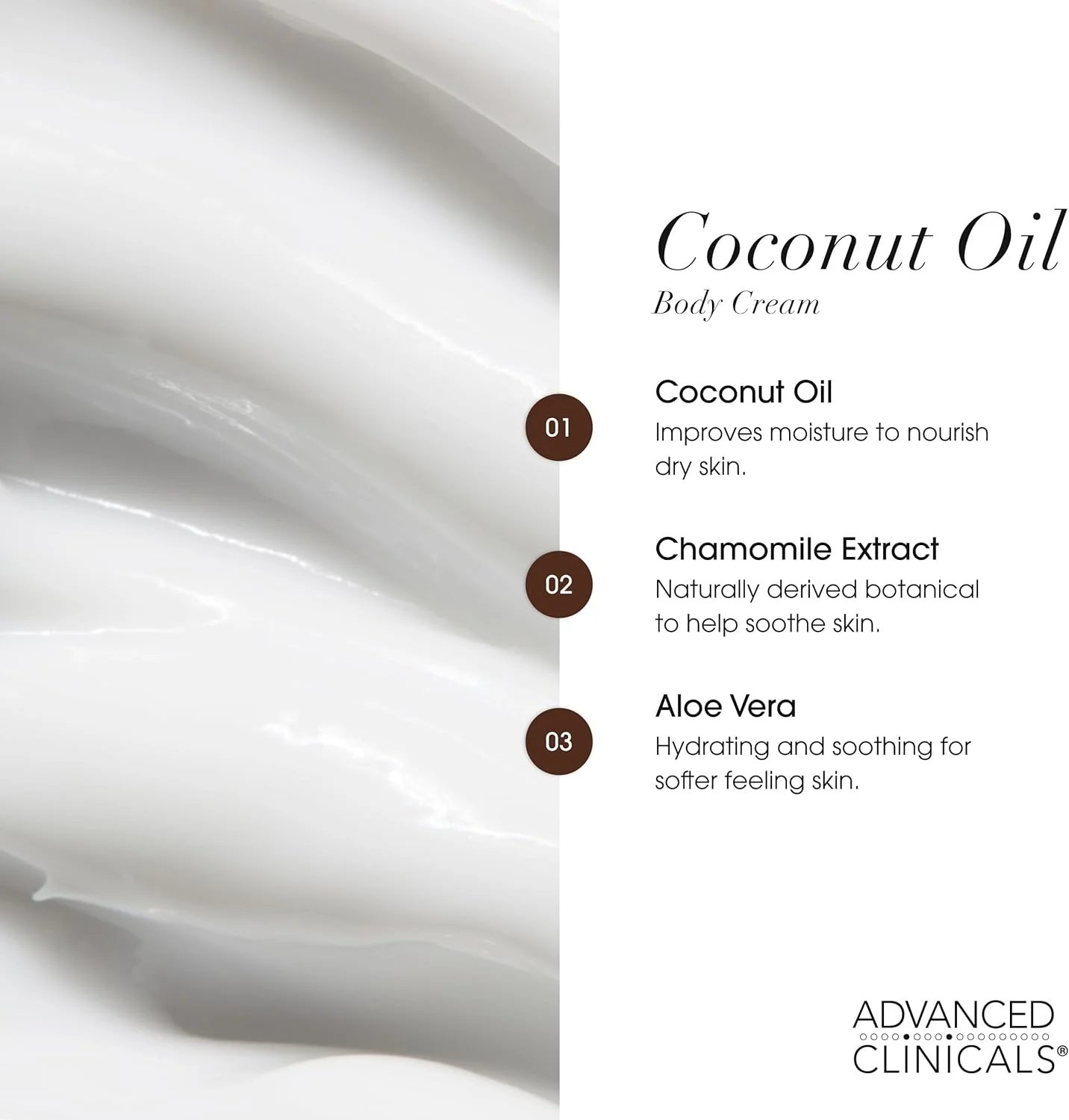 کرم روغن نارگیل ادونسد کلینیکالز، کرم مرطوب کننده سایز بزرگ 473 میلی لیتری، روغن نارگیل برای صورت، دست و مو