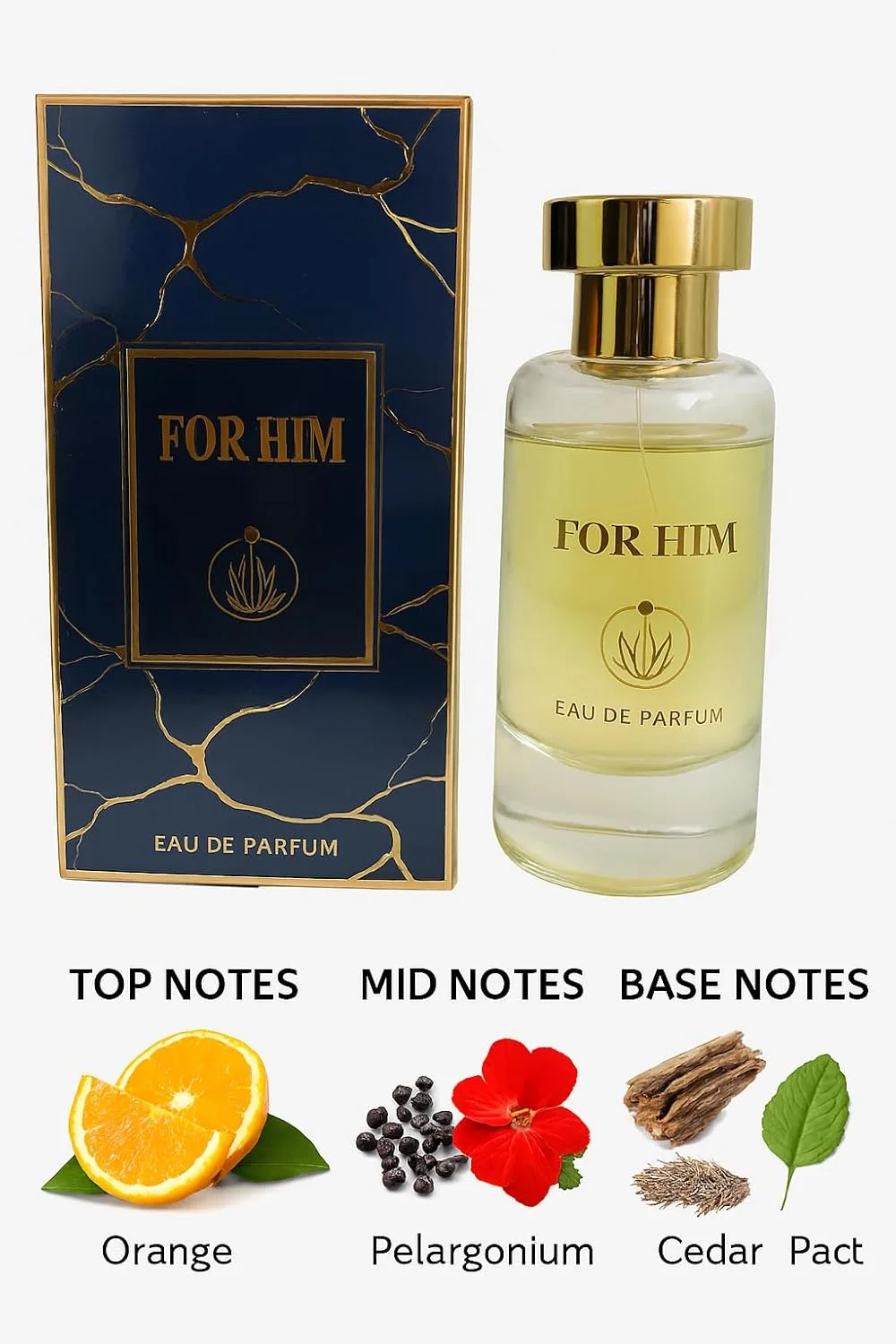 ادو پرفیوم مردانه، عطر لوکس مردانه با رایحه های پرتقال، شمعدانی عطری، سدر، 100 میلی لیتر