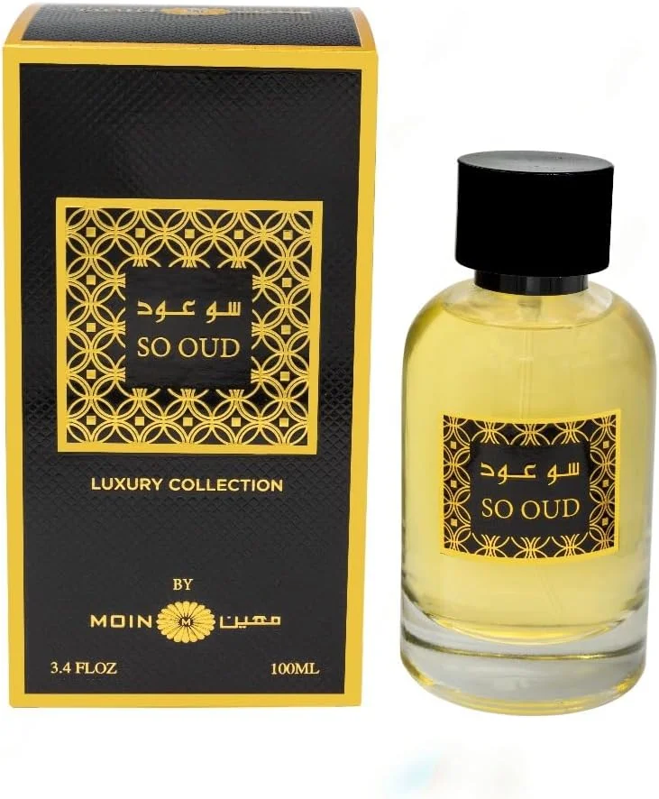 ادکلن MOIN So Oud حجم 100 میلی لیتر، ادو پرفیوم унисекс برای آقایان و بانوان، رایحه گرم و تند ماندگار با نت های کهربا، مشک، چرم و وانیل، عطر امضای روزانه، گزینه هدیه ادکلن