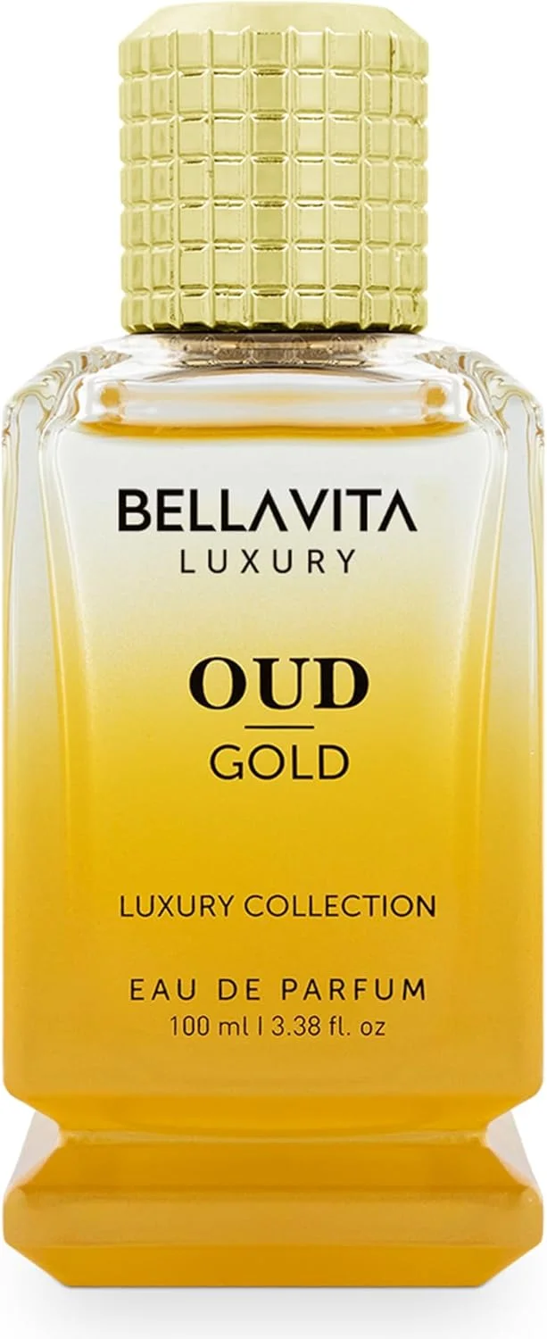 ادکلن مردانه BellaVita Luxury OUD Gold - رایحه چوبی قوی با کارامل، زنبق، رز و یاس | عطر مردانه ماندگار | نت های چوبی عود و وانیل | هدیه برای مردان، عطر عود، 100 میلی لیتر