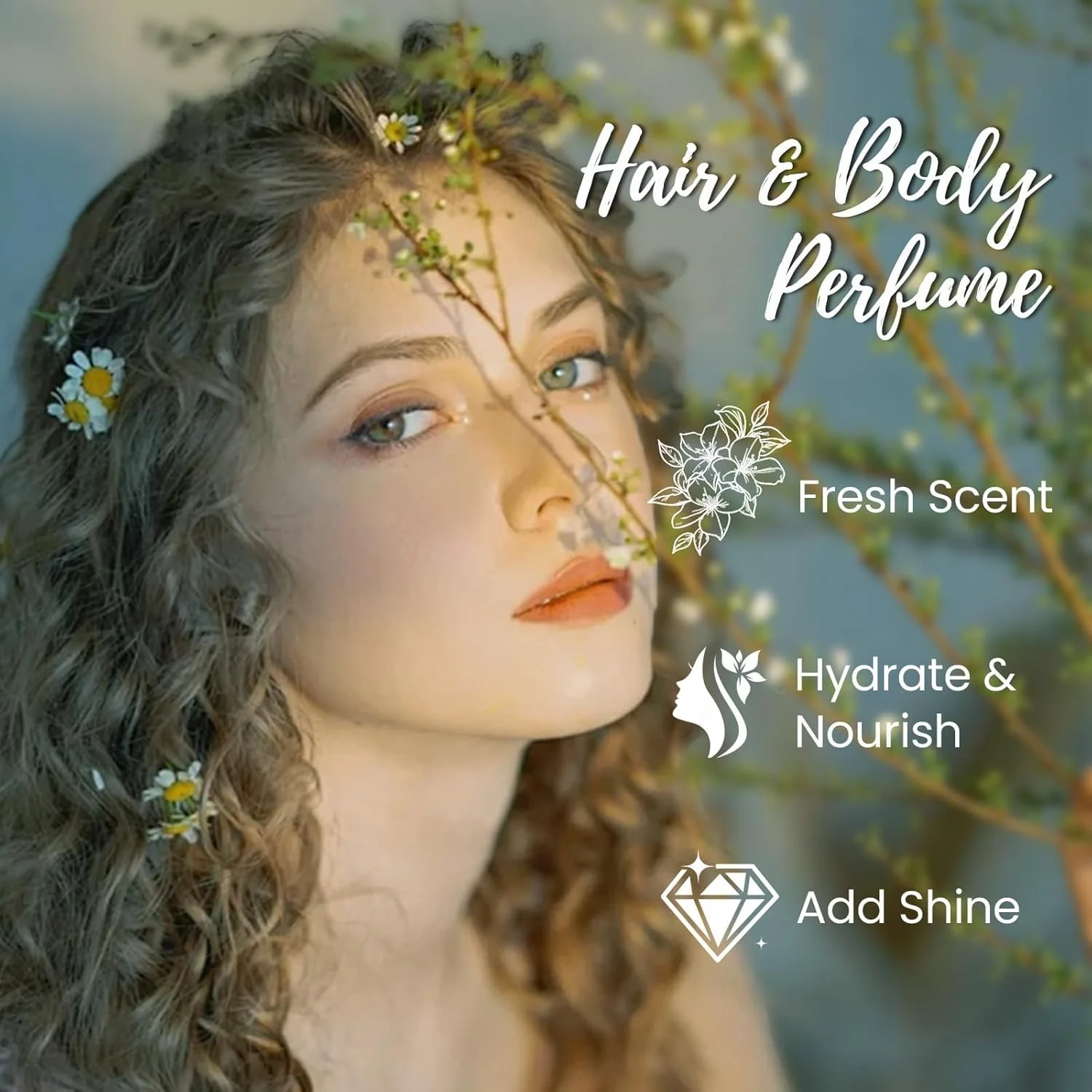عطر مو، عطر مو کرمی سنگین برای زنان، اسپری بدن فرمونی با ماندگاری طولانی، خوشبو کننده و طراوت بخش روغن، شیر بابونه یاس، آبرسان و درخشان کننده قابل حمل، عطر سبک بدون الکل