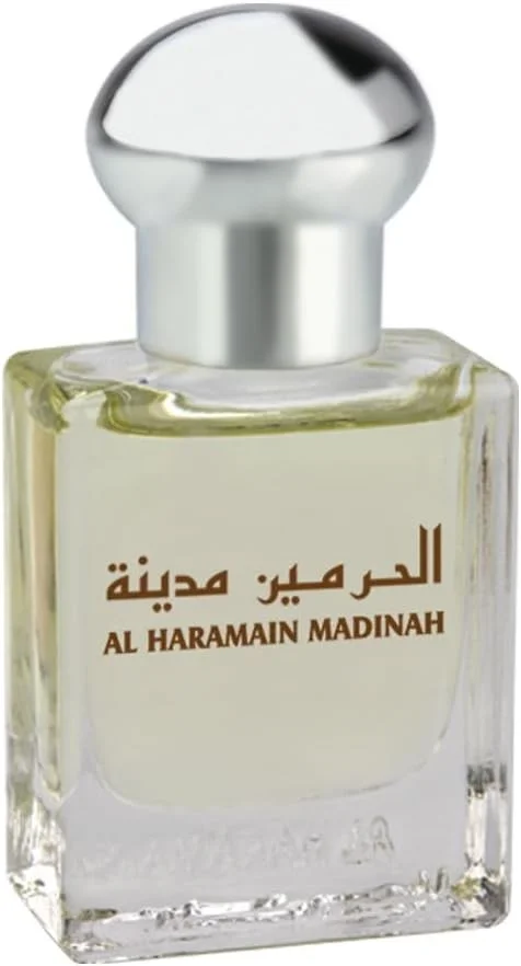 عطر روغنی خالص غیر الکلی حرمین مدینه ۱۵ میلی لیتر | رایحه گلی شرقی یونیسکس | عطر عربی لوکس ماندگار برای مردان و زنان
