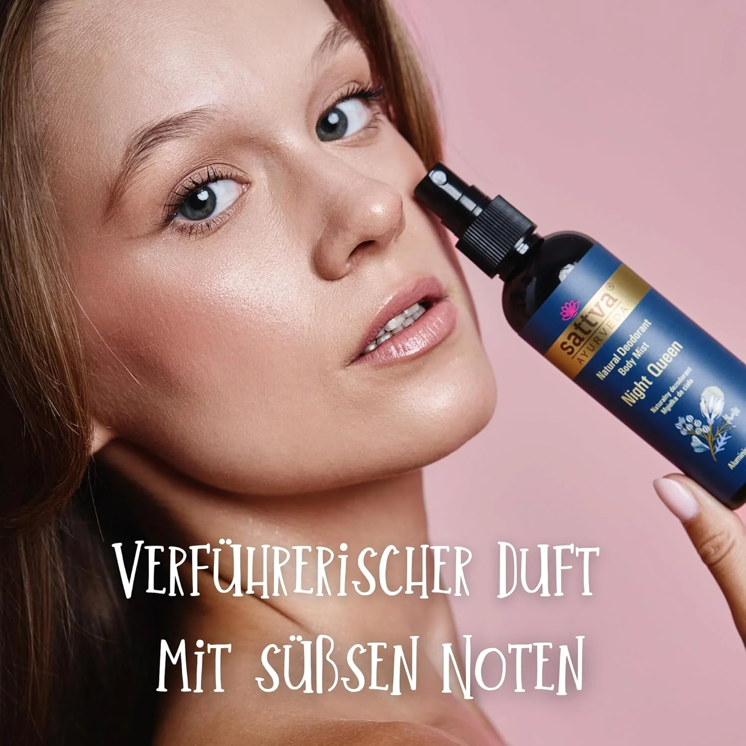 اسپری دئودورانت طبیعی زنانه Sattva Ayurveda Night Queen - بدون الکل، ملایم روی پوست، بدون آلومینیوم - رایحه ای فریبنده برای خانم ها - اسپری بدن با عصاره های گیاهی - دئودورانت برای خانم ها، 80 میلی لیتر