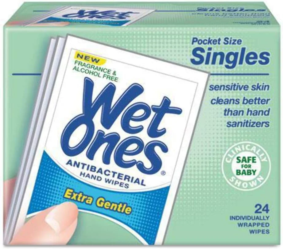 دستمال مرطوب دست پوست حساس WET ONES، تک عددی، بسیار ملایم، بدون عطر و الکل، 24 عدد