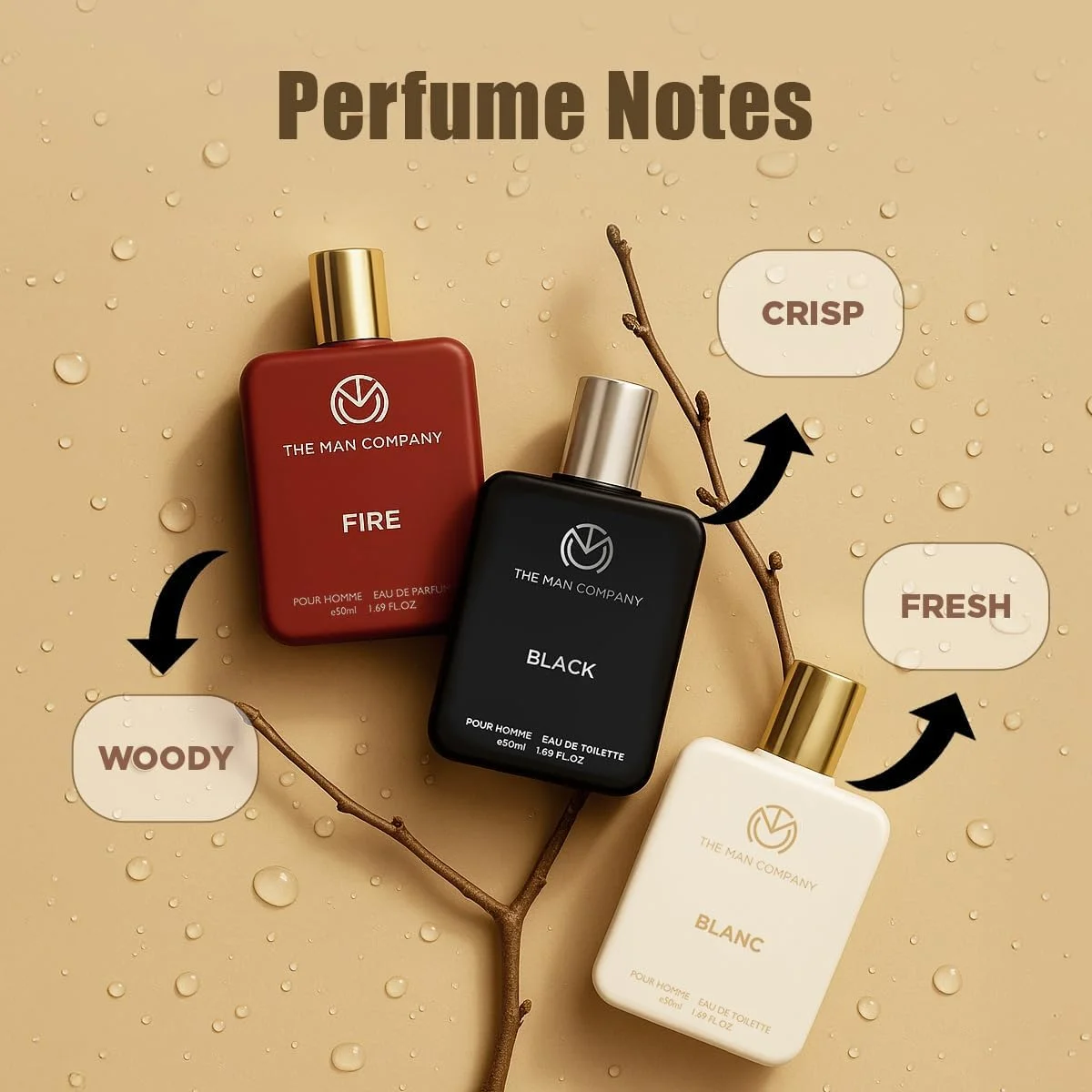 مجموعه سه تایی ادو تویلت مردانه د من کمپانی، 50 میلی لیتر - فایر، بلانک، بلک | عطر مردانه | اسپری عطر لوکس با ماندگاری طولانی | هدیه برای او