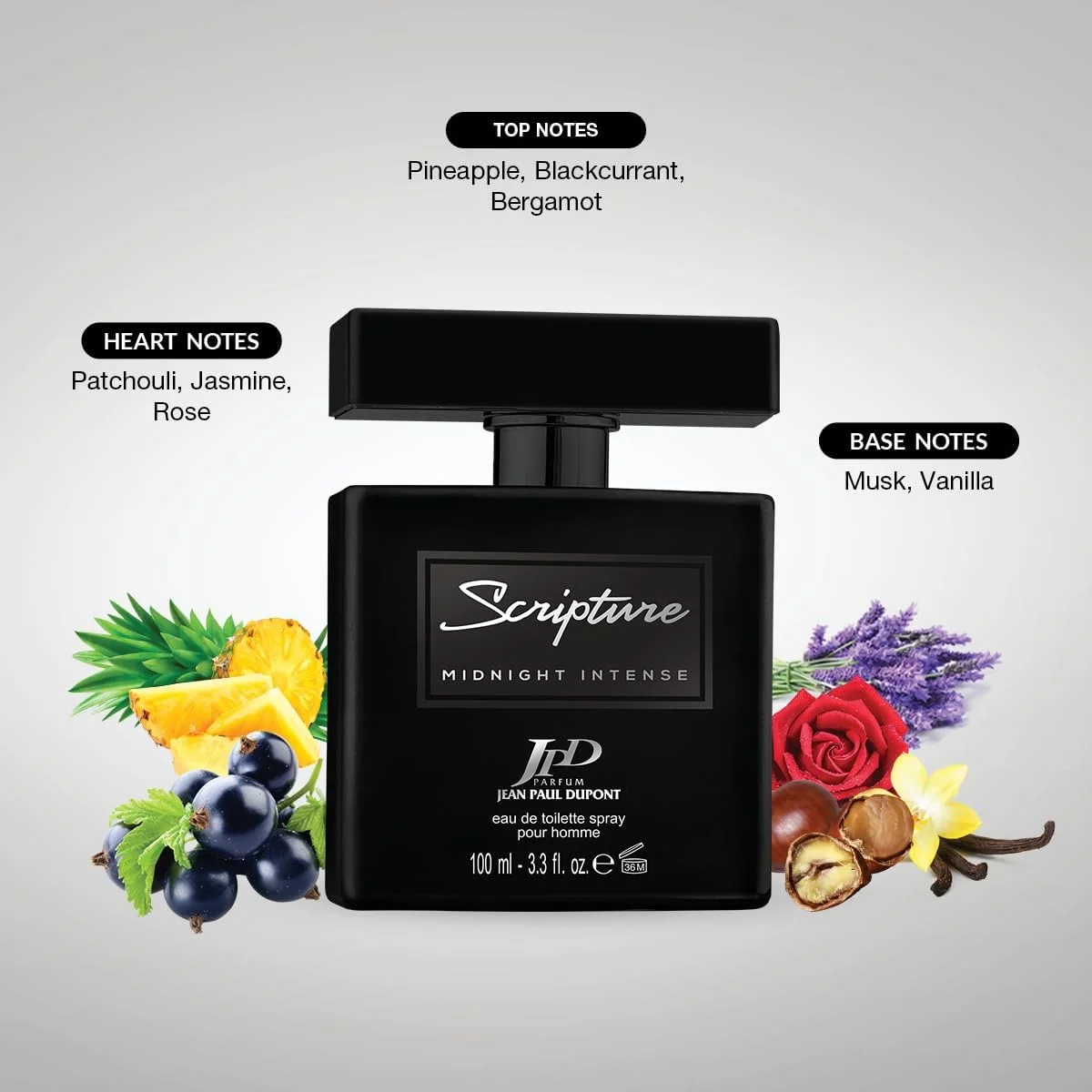 ادکلن مردانه ژان پل دوپونت (JPD) اسکریپچر میدنایت اینتنس - ماندگاری بالا - با رایحه سیب، ترنج و مرکبات - ادو تویلت 100 میلی لیتر